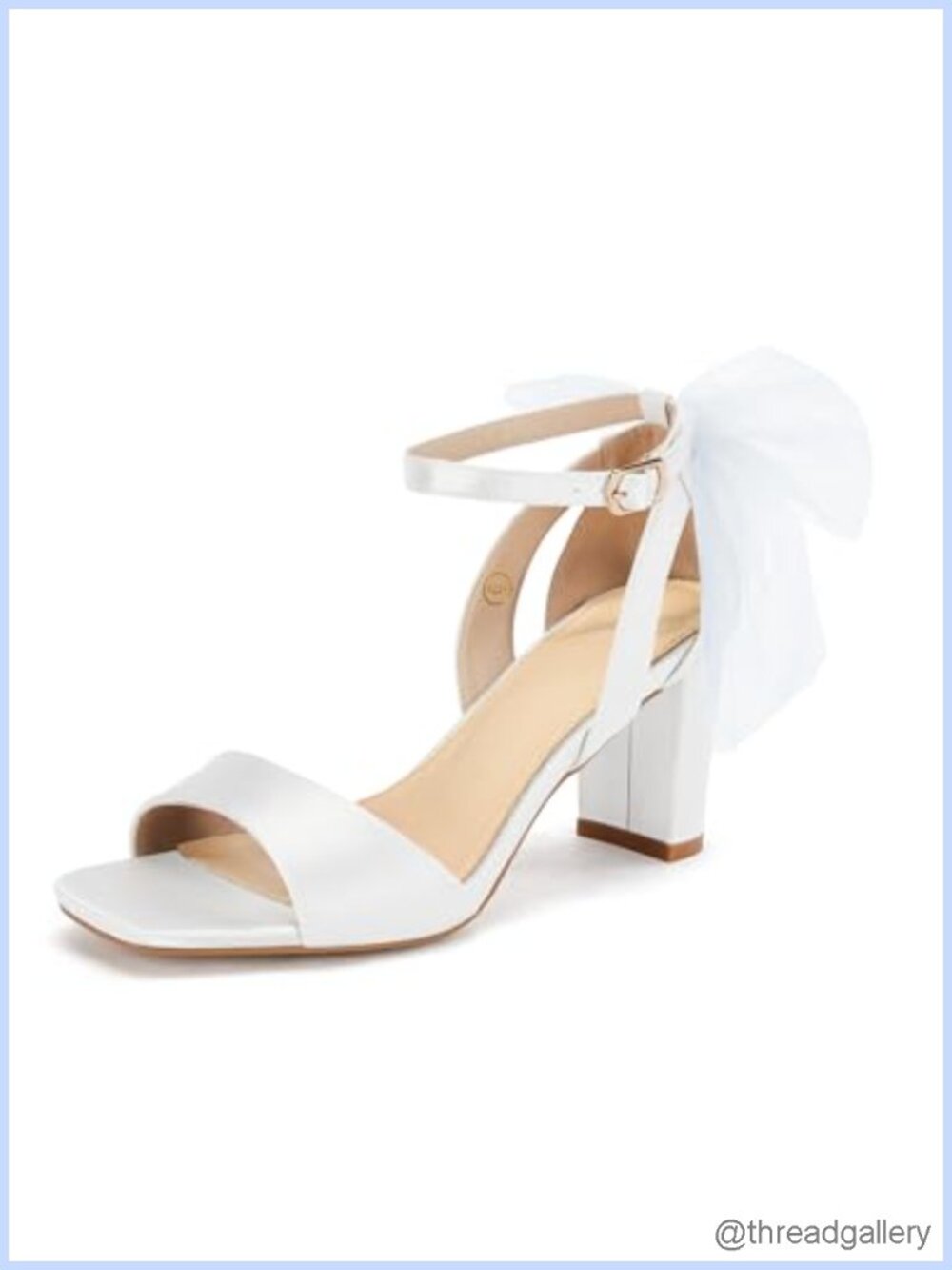 Coutgo Women's Bow Tie Heeled Sandals Chunky Heels Satin Ankle Buckle Dress